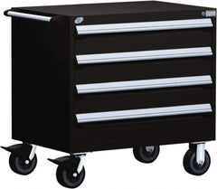 Rousseau Metal - 4 Drawer Steel Tool Roller Cabinet - 36" Wide x 35-1/8" High x 18" Deep, Ball Bearing Drawer Slides, Black - Apex Tool & Supply