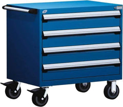 Rousseau Metal - 4 Drawer Steel Tool Roller Cabinet - 30" Wide x 35-1/8" High x 21" Deep, Ball Bearing Drawer Slides, Blue - Apex Tool & Supply
