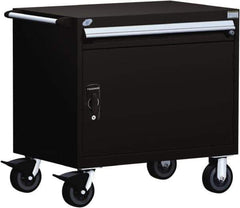 Rousseau Metal - 1 Drawer Steel Tool Roller Cabinet - 36" Wide x 35-1/8" High x 24" Deep, Ball Bearing Drawer Slides, Black - Apex Tool & Supply