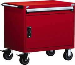 Rousseau Metal - 1 Drawer Steel Tool Roller Cabinet - 36" Wide x 35-1/8" High x 24" Deep, Ball Bearing Drawer Slides, Red - Apex Tool & Supply