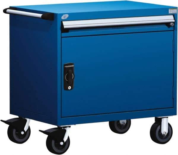 Rousseau Metal - 4 Drawer Steel Tool Roller Cabinet - 36" Wide x 35-1/8" High x 24" Deep, Ball Bearing Drawer Slides, Blue - Apex Tool & Supply