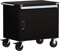 Rousseau Metal - 1 Drawer Steel Tool Roller Cabinet - 30" Wide x 35-1/8" High x 27" Deep, Ball Bearing Drawer Slides, Black - Apex Tool & Supply