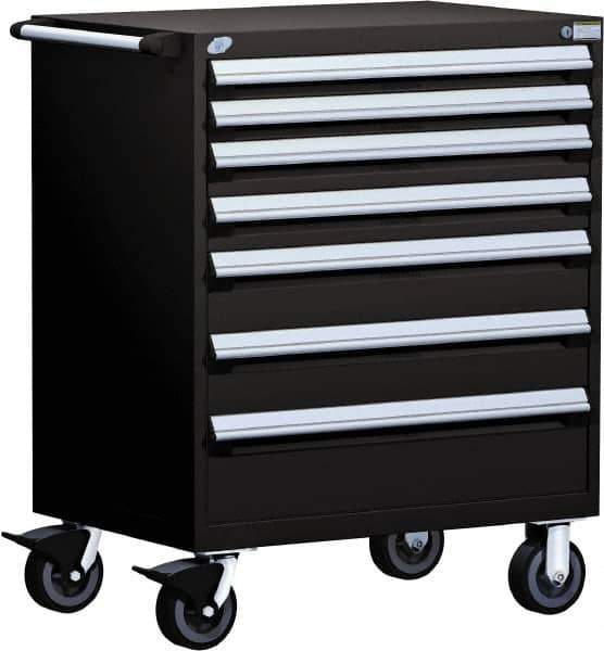 Rousseau Metal - 5 Drawer Steel Tool Roller Cabinet - 36" Wide x 45-1/2" High x 18" Deep, Ball Bearing Drawer Slides, Black - Apex Tool & Supply