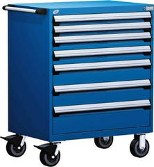 Rousseau Metal - 5 Drawer Steel Tool Roller Cabinet - 36" Wide x 45-1/2" High x 18" Deep, Ball Bearing Drawer Slides, Blue - Apex Tool & Supply