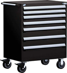 Rousseau Metal - 5 Drawer Steel Tool Roller Cabinet - 30" Wide x 45-1/2" High x 21" Deep, Ball Bearing Drawer Slides, Black - Apex Tool & Supply