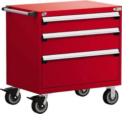 Rousseau Metal - 5 Drawer Steel Tool Roller Cabinet - 30" Wide x 37-1/2" High x 27" Deep, Ball Bearing Drawer Slides, Red - Apex Tool & Supply