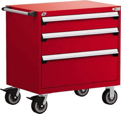 Rousseau Metal - 5 Drawer Steel Tool Roller Cabinet - 30" Wide x 37-1/2" High x 21" Deep, Ball Bearing Drawer Slides, Red - Apex Tool & Supply