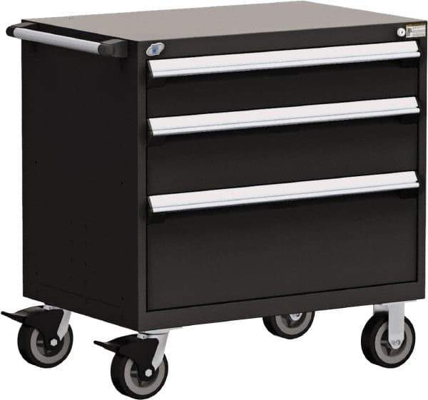 Rousseau Metal - 5 Drawer Steel Tool Roller Cabinet - 30" Wide x 37-1/2" High x 27" Deep, Ball Bearing Drawer Slides, Black - Apex Tool & Supply