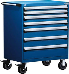Rousseau Metal - 5 Drawer Steel Tool Roller Cabinet - 30" Wide x 45-1/2" High x 21" Deep, Ball Bearing Drawer Slides, Blue - Apex Tool & Supply