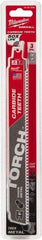 Milwaukee Tool - 9" Long x 1" Thick, Carbide Reciprocating Saw Blade - Straight Profile, 7 TPI, Toothed Edge, Universal Shank - Apex Tool & Supply