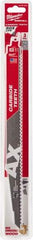 Milwaukee Tool - 12" Long x 1" Thick, Carbide Reciprocating Saw Blade - Tapered Profile, 7 TPI, Toothed Edge, Universal Shank - Apex Tool & Supply