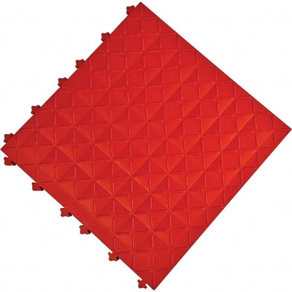 Ergo Advantage - 18" Long x 18" Wide x 1" Thick, Anti-Fatigue Modular Matting Anti-Fatigue Flooring - 2 Interlocking Sides, Red, For Dry Areas - Apex Tool & Supply