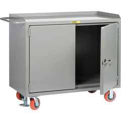 Little Giant - 3,600 Lb Capacity, 2 Door Mobile Service Bench - 41" Wide x 24" Deep x 43" High, Steel, Gray - Apex Tool & Supply