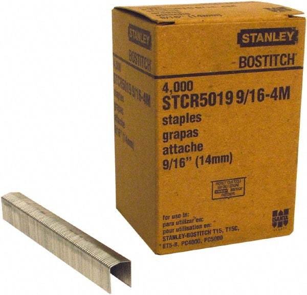 Stanley Bostitch - 9/16" Long x 7/16" Wide, 18 Gauge Crowned Construction Staple - Steel, Chisel Point - Apex Tool & Supply
