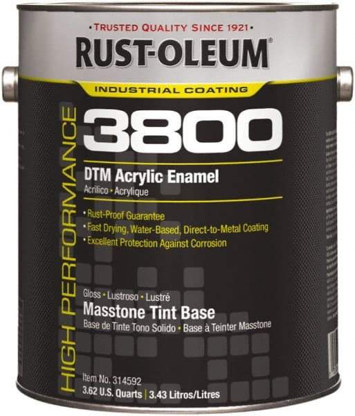 Rust-Oleum - 1 Gal Masstone Tint Base Gloss Finish Acrylic Enamel Paint - 150 to 270 Sq Ft per Gal, Interior/Exterior, Direct to Metal - Apex Tool & Supply