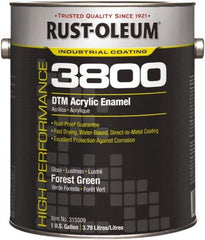 Rust-Oleum - 1 Gal Forest Green Gloss Finish Acrylic Enamel Paint - 150 to 270 Sq Ft per Gal, Interior/Exterior, Direct to Metal - Apex Tool & Supply