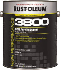 Rust-Oleum - 1 Gal Black Gloss Finish Acrylic Enamel Paint - 150 to 270 Sq Ft per Gal, Interior/Exterior, Direct to Metal - Apex Tool & Supply