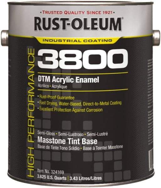 Rust-Oleum - 1 Gal Masstone Tint Base Semi Gloss Finish Acrylic Enamel Paint - 150 to 270 Sq Ft per Gal, Interior/Exterior, Direct to Metal - Apex Tool & Supply