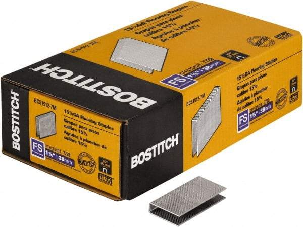 Stanley Bostitch - 1-1/2" Long x 1/2" Wide, 15.5 Gauge Crowned Construction Staple - Steel, Galvanized Finish, Chisel Point - Apex Tool & Supply