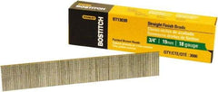 Stanley Bostitch - 18 Gauge 0.05" Shank Diam 3/4" Long Brad Nails for Power Nailers - Steel, Bright Finish, Ring Shank, Straight Stick Adhesive Collation, Brad Head, Chisel Point - Apex Tool & Supply
