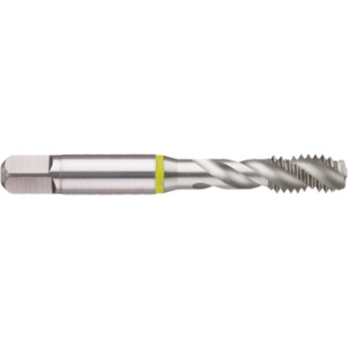 ‎M4 × 0.7 3 Flute 6H Cobalt Spiral Flute Semi-Bott Yellow Ring Tap-Bright-40 Degree Helix - Apex Tool & Supply