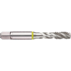 ‎M6 × 1.0 3 Flute 6H Cobalt Spiral Flute Semi-Bott Yellow Ring Tap-Bright-40 Degree Helix - Apex Tool & Supply