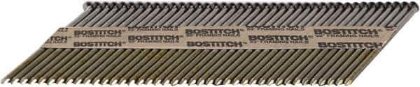 Stanley Bostitch - 12 Gauge 0.113" Shank Diam 2-3/8" Long Framing Nails for Power Nailers - Steel, Bright Finish, Smooth Shank, Angled Stick Paper Tape Collation, Round Head - Apex Tool & Supply