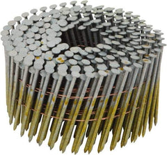 Stanley Bostitch - 11 Gauge 0.099" Shank Diam 2-1/2" Long Framing Nails for Power Nailers - Steel, Galvanized Finish, Smooth Shank, Coil Wire Collation, Round Head, Diamond Point - Apex Tool & Supply