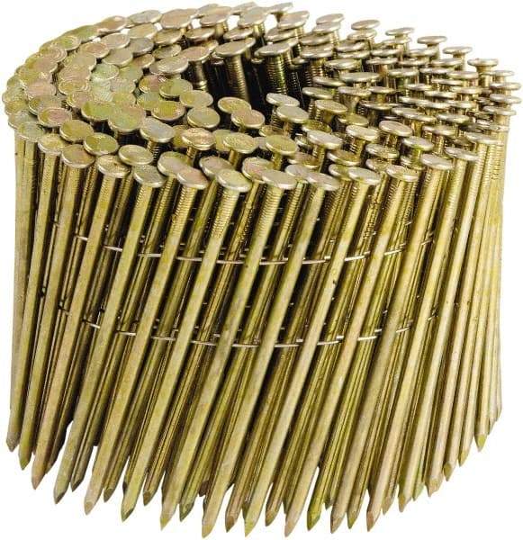 Stanley Bostitch - 11 Gauge 0.12" Shank Diam 3-1/4" Long Framing Nails for Power Nailers - Steel, Galvanized Finish, Smooth Shank, Coil Wire Collation, Round Head, Diamond Point - Apex Tool & Supply