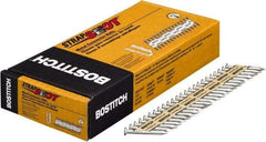 Stanley Bostitch - 10 Gauge 0.148" Shank Diam 1-1/2" Long Metal Connecting Nails for Power Nailers - Steel, Galvanized Finish, Smooth Shank, Angled Stick Paper Tape Collation, Round Head, Diamond Point - Apex Tool & Supply