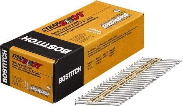 Stanley Bostitch - 10 Gauge 0.148" Shank Diam 2-1/2" Long Metal Connecting Nails for Power Nailers - Steel, Galvanized Finish, Smooth Shank, Angled Stick Paper Tape Collation, Round Head, Diamond Point - Apex Tool & Supply
