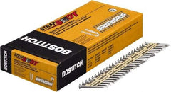 Stanley Bostitch - 10 Gauge 0.148" Shank Diam 1-1/2" Long Metal Connecting Nails for Power Nailers - Steel, Bright Finish, Smooth Shank, Angled Stick Paper Tape Collation, Round Head, Diamond Point - Apex Tool & Supply