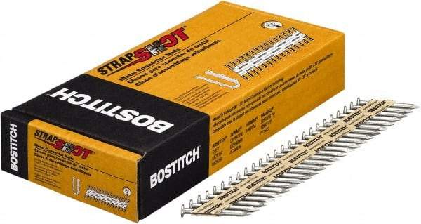 Stanley Bostitch - 11 Gauge 0.131" Shank Diam 1-1/2" Long Metal Connecting Nails for Power Nailers - Steel, Galvanized Finish, Smooth Shank, Angled Stick Paper Tape Collation, Round Head, Diamond Point - Apex Tool & Supply