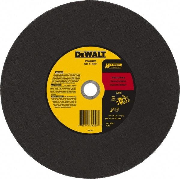 DeWALT - 16" 24 Grit Aluminum Oxide Cutoff Wheel - 5/32" Thick, 1" Arbor, 4,700 Max RPM, Use with Chop Saws - Apex Tool & Supply