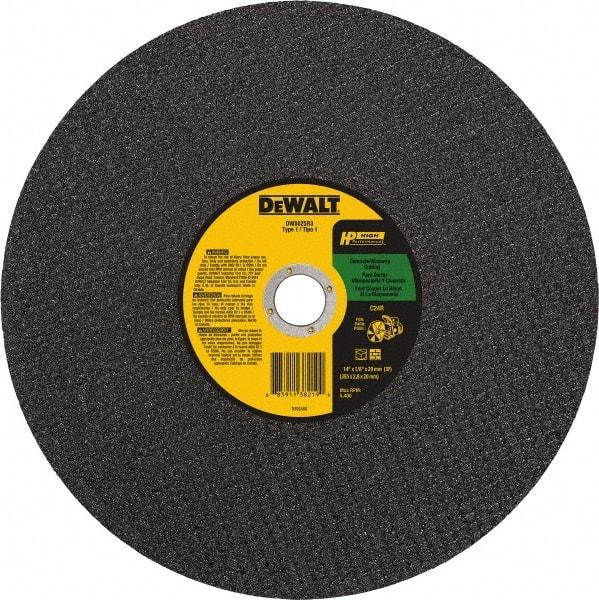 DeWALT - 14" 24 Grit Silicon Carbide Cutoff Wheel - 1/8" Thick, 20mm Arbor, 5,500 Max RPM, Use with Chop Saws - Apex Tool & Supply