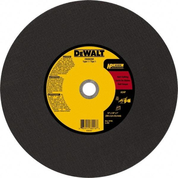 DeWALT - 14" 24 Grit Aluminum Oxide Cutoff Wheel - 1/8" Thick, 1" Arbor, 5,500 Max RPM, Use with Chop Saws - Apex Tool & Supply