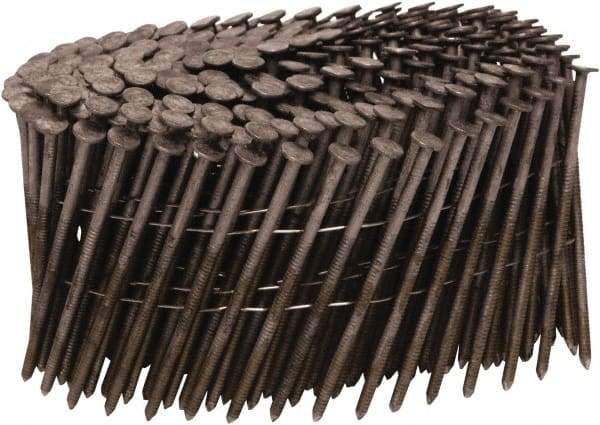 Stanley Bostitch - 13 Gauge 0.09" Shank Diam 2-1/2" Long Framing Nails for Power Nailers - Steel, Stainless Steel Finish, Ring Shank, Coil Wire Collation, Round Head, Blunt Diamond Point - Apex Tool & Supply