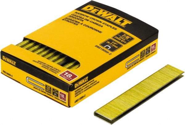 DeWALT - 7/8" Long x 1/4" Wide, 18 Gauge Crowned Construction Staple - Steel, Copper Finish, Chisel Point - Apex Tool & Supply