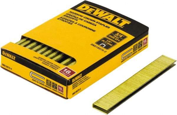 DeWALT - 3/4" Long x 1/4" Wide, 18 Gauge Crowned Construction Staple - Steel, Copper Finish, Chisel Point - Apex Tool & Supply