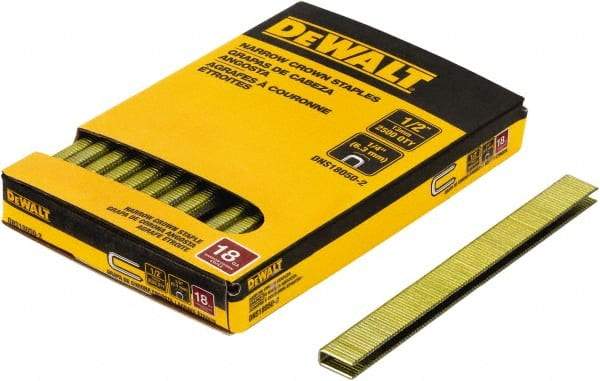 DeWALT - 1/2" Long x 1/4" Wide, 18 Gauge Crowned Construction Staple - Steel, Copper Finish, Chisel Point - Apex Tool & Supply