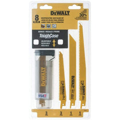 DeWALT - 8 Pieces, 6" to 9" Long x 0.04" to 0.06" Thickness, Bi-Metal Reciprocating Saw Blade Set - Straight Profile, 6 to 18 Teeth, Toothed Edge - Apex Tool & Supply