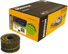 Stanley Bostitch - 13 Gauge 2-1/2" Long Siding Nails for Power Nailers - Steel, Galvanized Finish, Ring Shank, Coil Wire Collation, Round Head, Blunt Diamond Point - Apex Tool & Supply
