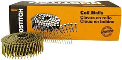 Stanley Bostitch - 14 Gauge 1-1/2" Long Siding Nails for Power Nailers - Steel, Galvanized Finish, Ring Shank, Coil Wire Collation, Round Head, Blunt Diamond Point - Apex Tool & Supply