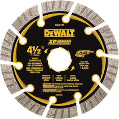 DeWALT - 4-1/2" Diam, 5/8" Arbor Hole Diam, 10 Tooth Wet & Dry Cut Saw Blade - Diamond Matrix, Fast Cutting Action, Standard Round Arbor - Apex Tool & Supply