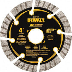 DeWALT - 4" Diam, 7/8" Arbor Hole Diam, 8 Tooth Wet & Dry Cut Saw Blade - Diamond Matrix, Fast Cutting Action, Standard Round Arbor - Apex Tool & Supply