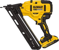 DeWALT - Cordless Finish Nailer Kit - 15 Gauge Nail Diam, 1-1/4 to 2-1/2" Long Nail, Includes DCB203 2Ah Battery, Carry Bag & Charger - Apex Tool & Supply
