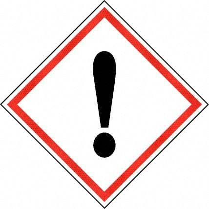NMC - Hazardous Materials Label, Header: Harmful Irritant Warning - Legend: GHS - Graphic, English, Black & Red, 2" Long x 2" High, No Coating - Apex Tool & Supply