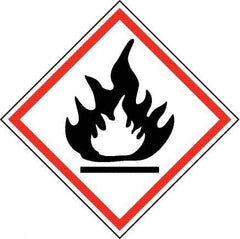 NMC - Hazardous Materials Label, Header: Flammable Warning - Legend: GHS - Graphic, English, Black & Red, 2" Long x 2" High, No Coating - Apex Tool & Supply