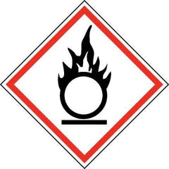 NMC - Hazardous Materials Label, Header: Oxidizer Warning - Legend: GHS - Graphic, English, Black & Red, 2" Long x 2" High, No Coating - Apex Tool & Supply