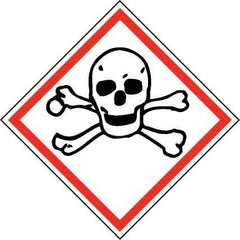 NMC - Hazardous Materials Label, Header: Toxic Warning - Legend: GHS - Graphic, English, Black & Red, 2" Long x 2" High, No Coating - Apex Tool & Supply